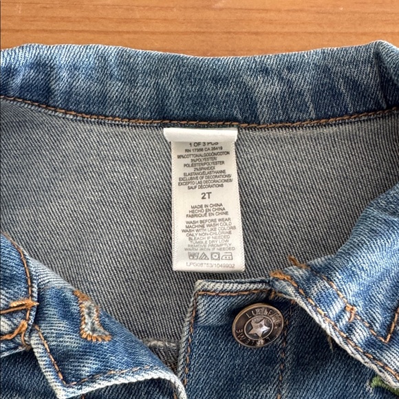 Little Me Denim Jacket with Pink & Yellow Floral Embroidery - Picture 5 of 8